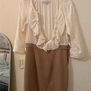 LOFT Cream and Tan Skirt Set